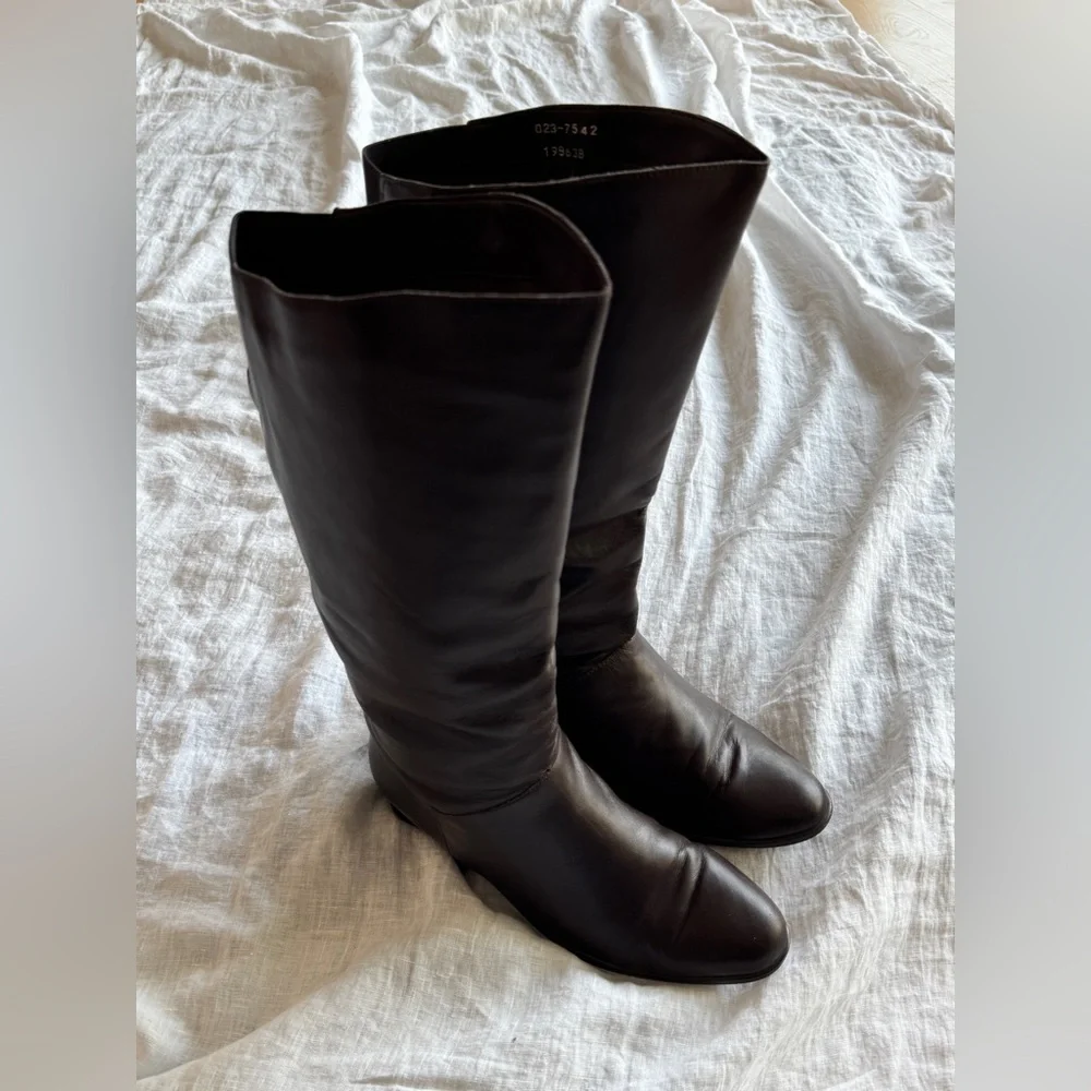 Vintage Brown Leather Riding Boots Size 10 Classic Casual